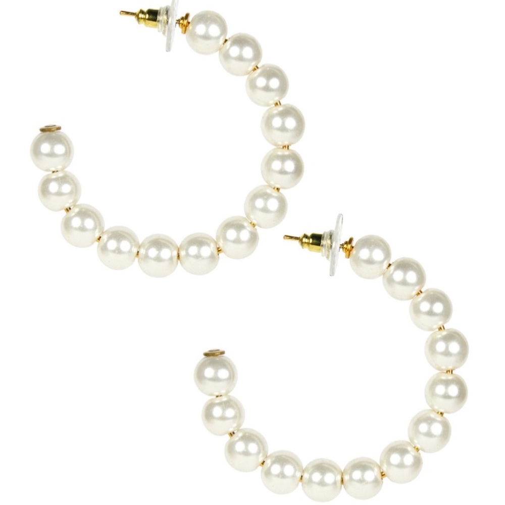 NWT Lisi Lerch “Lila” Pearl Hoop Earrings.